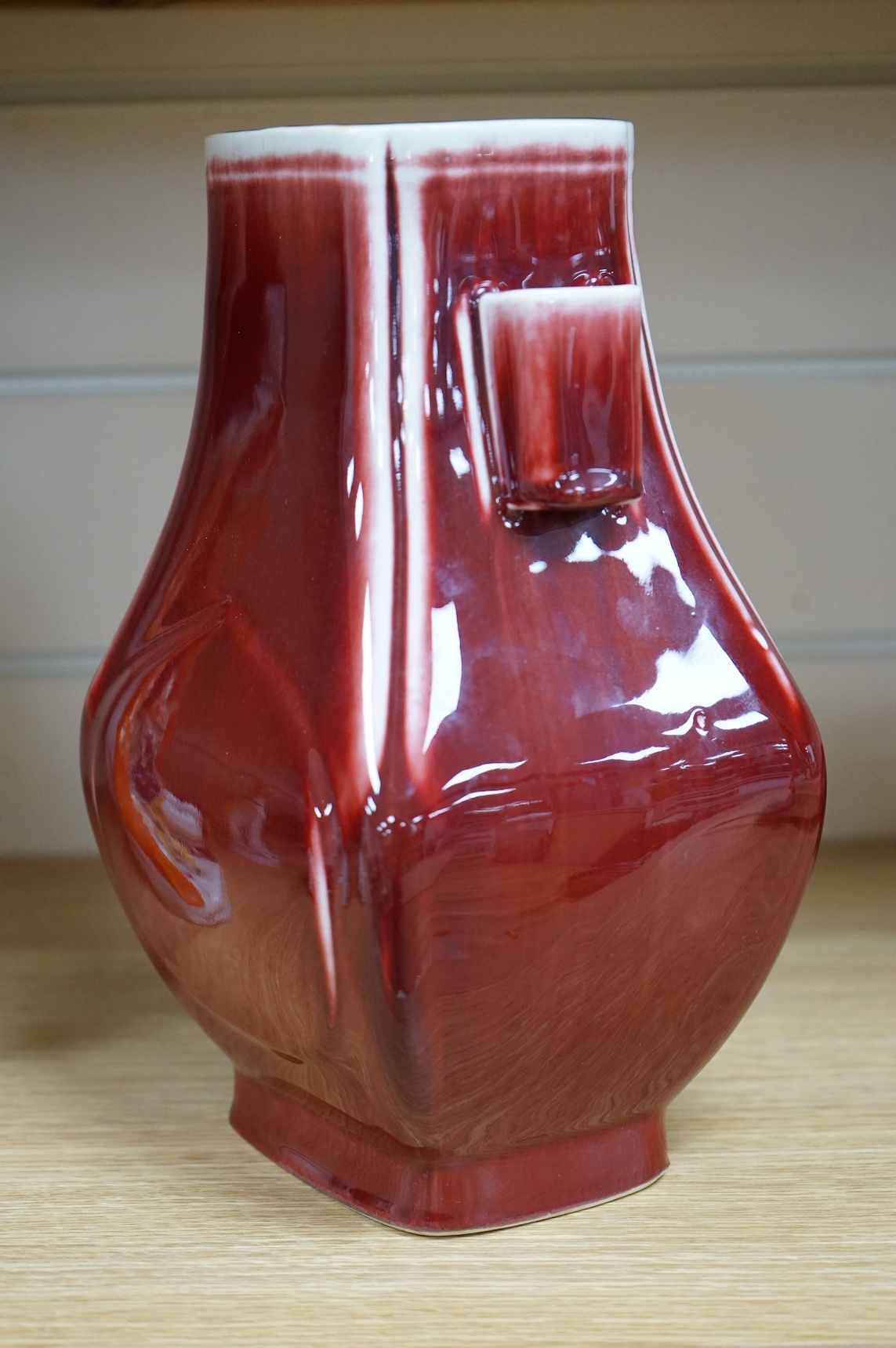 A Chinese sang de boeuf hu vase, 26cm high. Condition - good